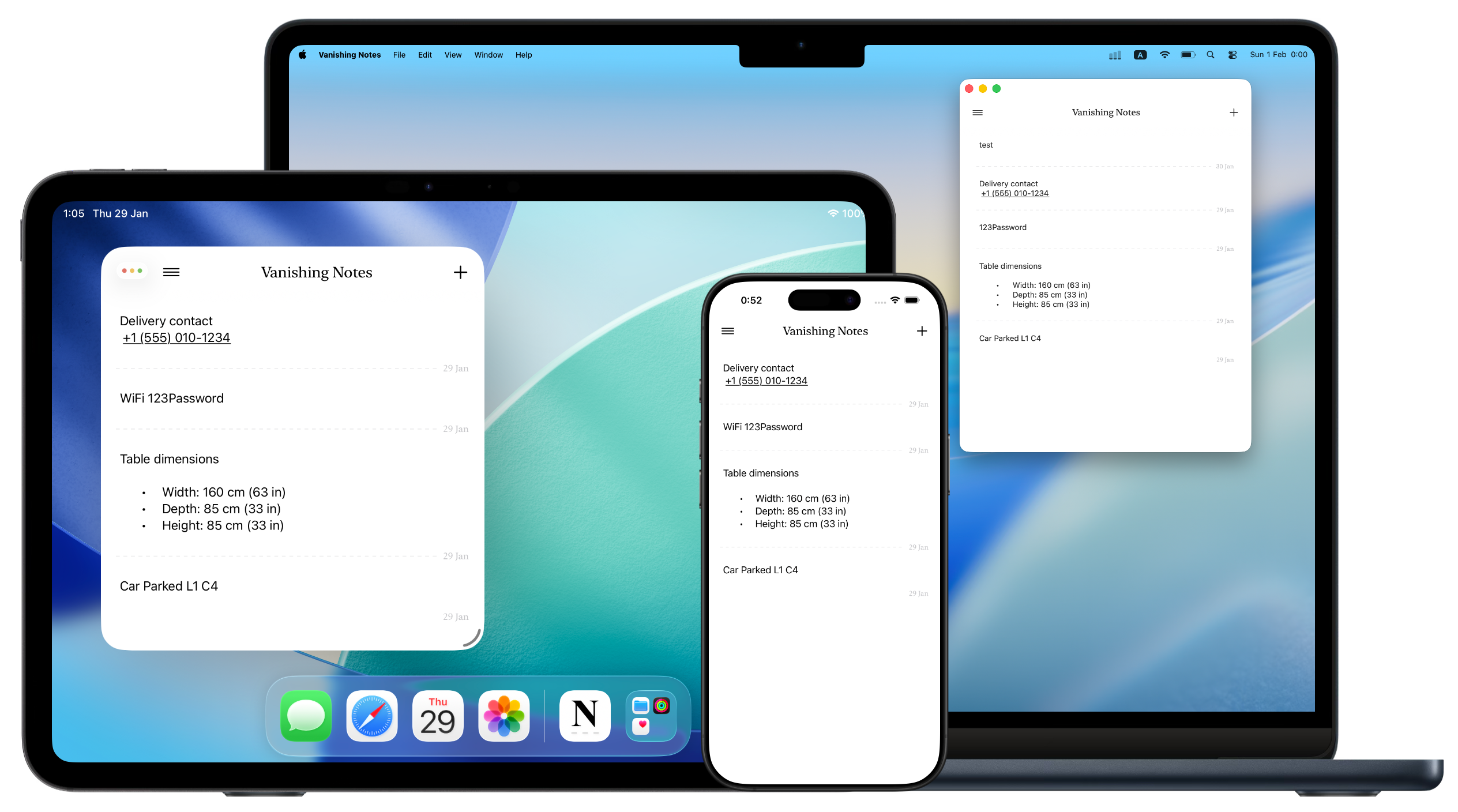 Vanishing Notes on Mac, iPad and iPhone